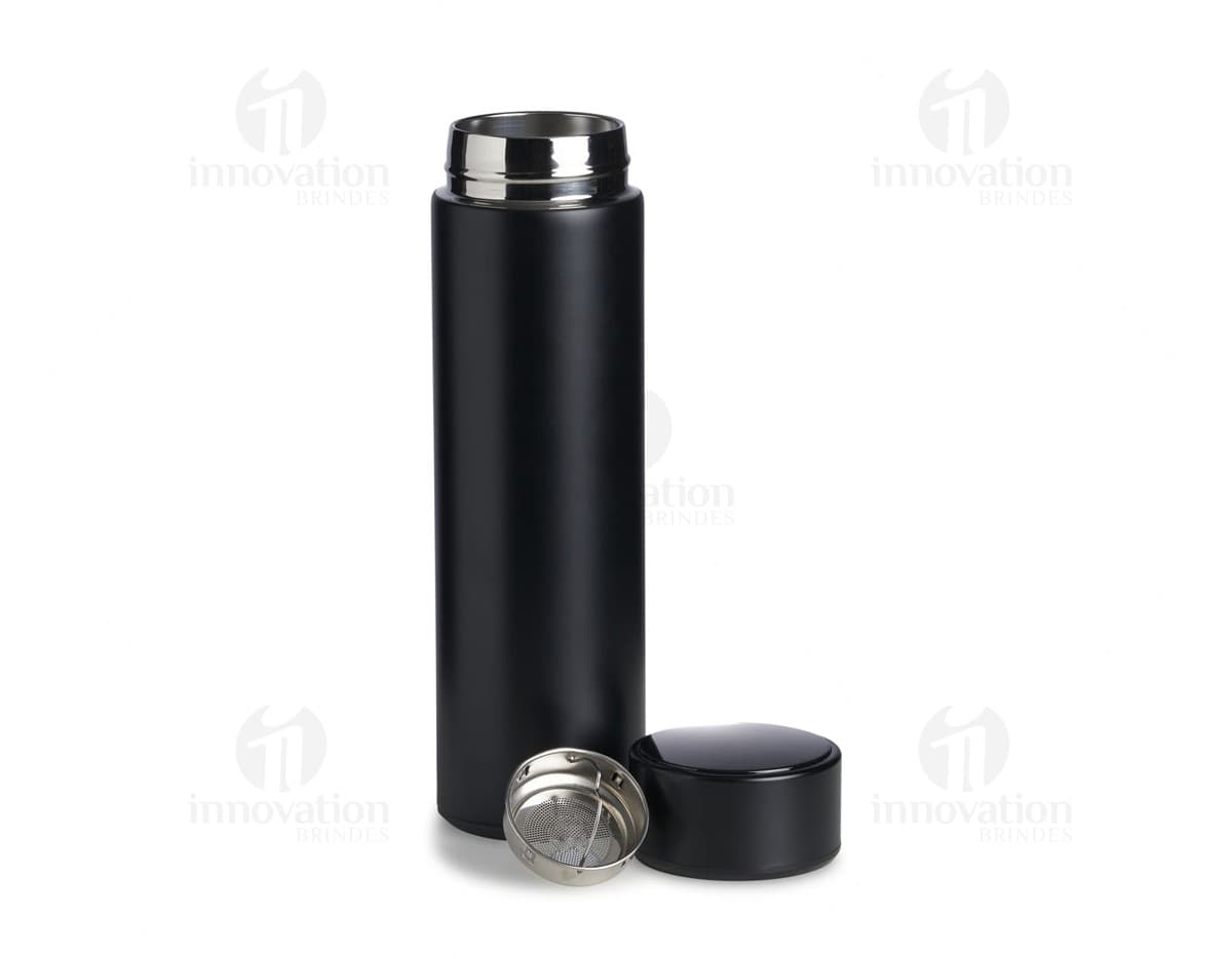 Garrafa térmica de 400ml com display LED mostrando a temperatura interna.