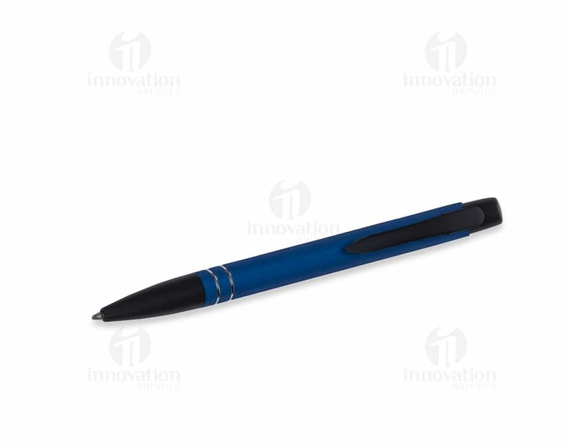 Caneta Semimetal na cor prata com detalhes em dourado.