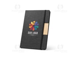 White A5 Poly Notebook with hard cover and elastic closure.