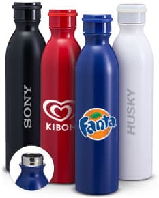 Garrafa Térmica 950ml em aço inoxidável prateado, com tampa de rosca e alça para transporte.