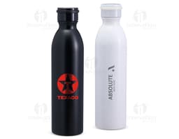 Garrafa Térmica 950ml em aço inoxidável prateado, com tampa de rosca e alça para transporte.