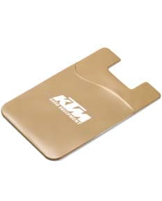 Porta cartões para celular com design minimalista na cor preta, feito em material resistente. Compartimento para até 3 cartões e adesivo para fixação na parte de trás do celular.