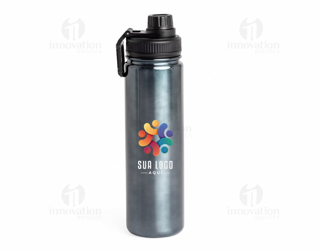 Garrafa Térmica 650ml na cor preta, com design moderno e tampa hermética.