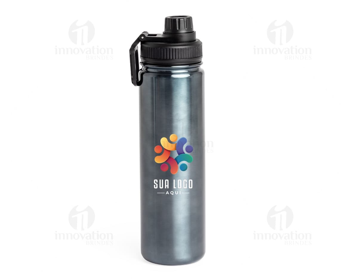 Garrafa Térmica 650ml na cor preta, com design moderno e tampa hermética.