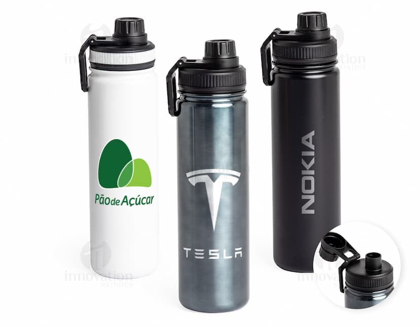 Garrafa Térmica 650ml na cor preta, com design moderno e tampa hermética.