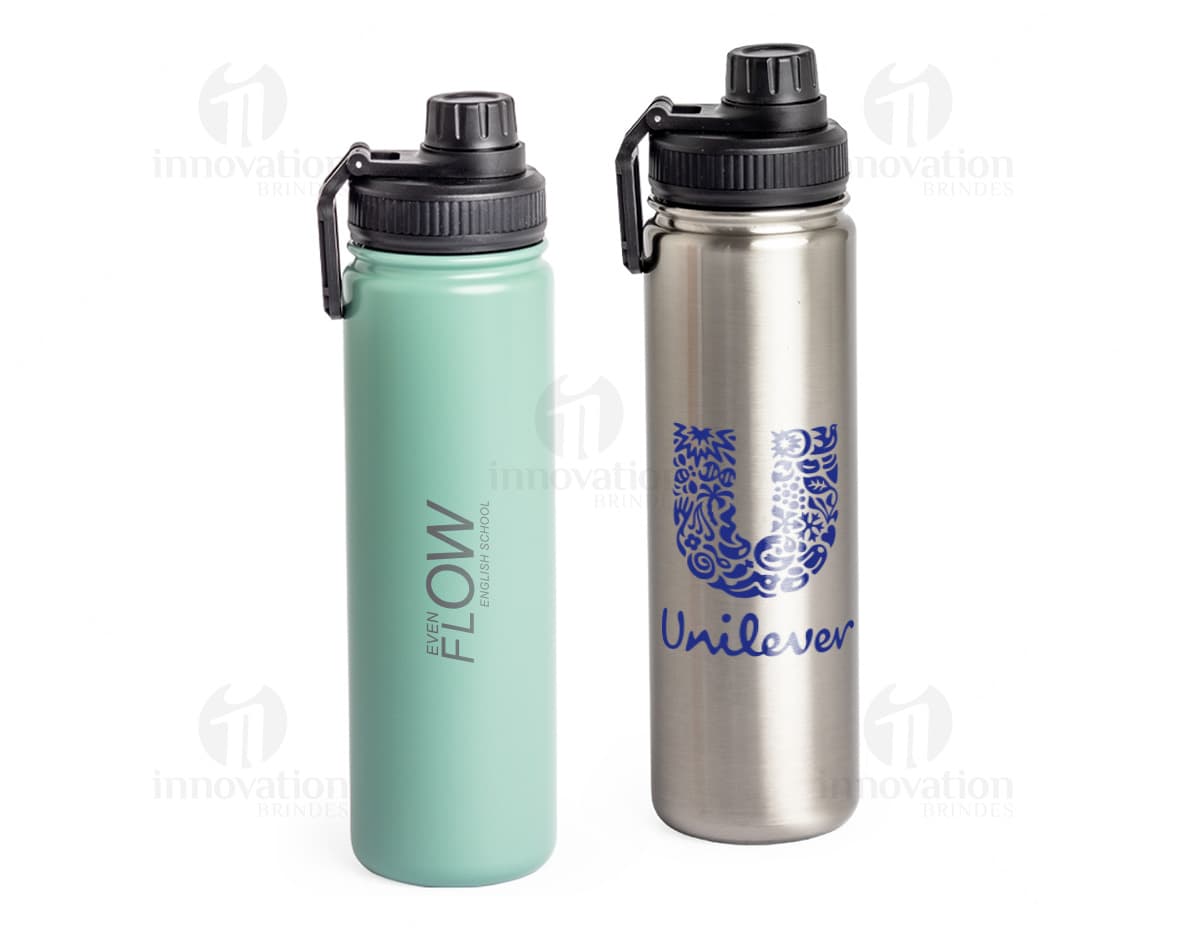 Garrafa Térmica 650ml na cor preta, com design moderno e tampa hermética.
