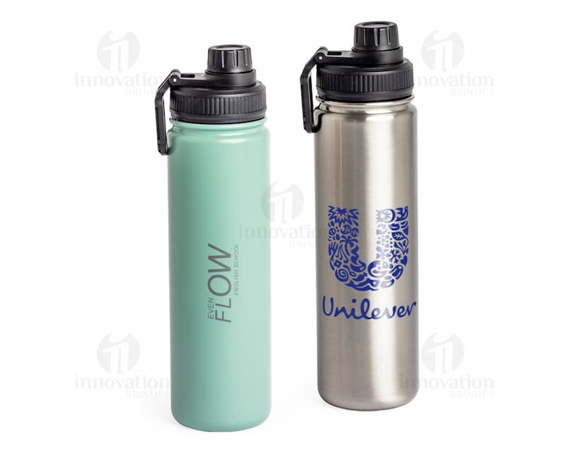 Garrafa Térmica 650ml na cor preta, com design moderno e tampa hermética.
