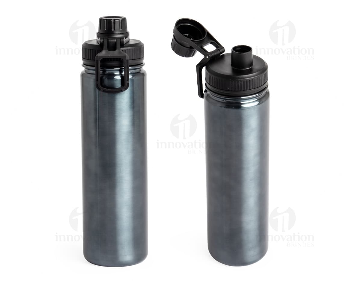 Garrafa Térmica 650ml na cor preta, com design moderno e tampa hermética.