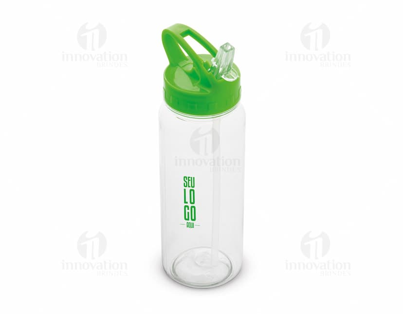 Squeeze em AS transparente com tampa em PP na cor preta, capacidade de 610 mL.