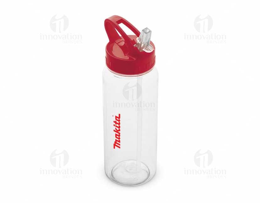 Squeeze em AS transparente com tampa em PP na cor preta, capacidade de 610 mL.