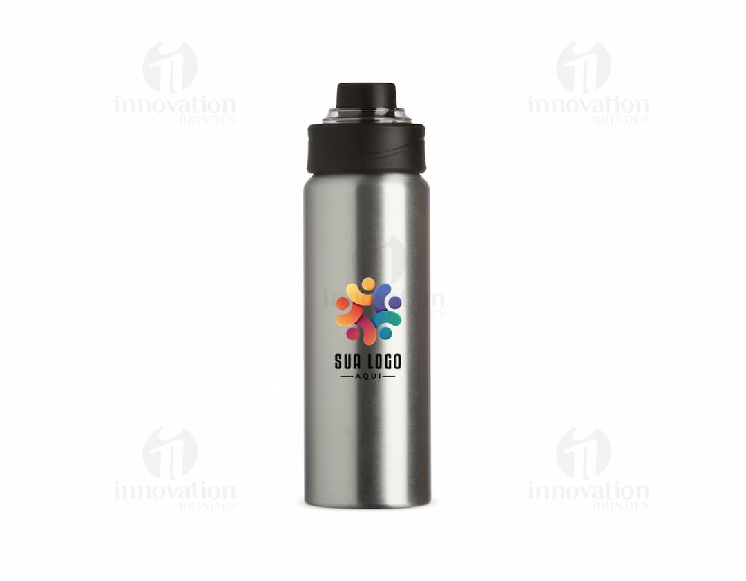 Squeeze Alumínio 800ml na cor azul, com tampa de rosca e bico retrátil.