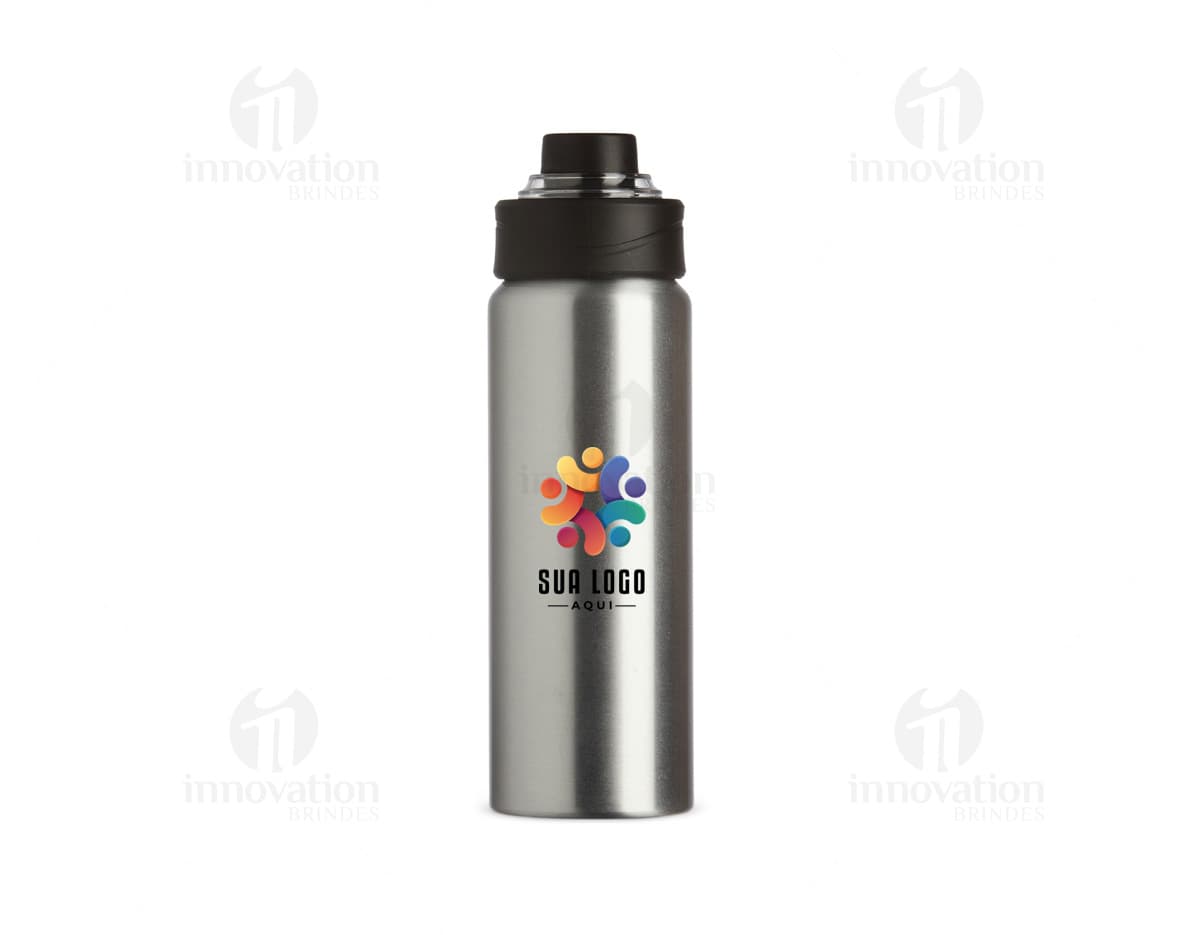 Squeeze Alumínio 800ml na cor azul, com tampa de rosca e bico retrátil.