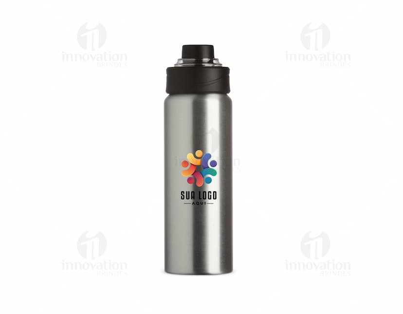 Squeeze Alumínio 800ml na cor azul, com tampa de rosca e bico retrátil.