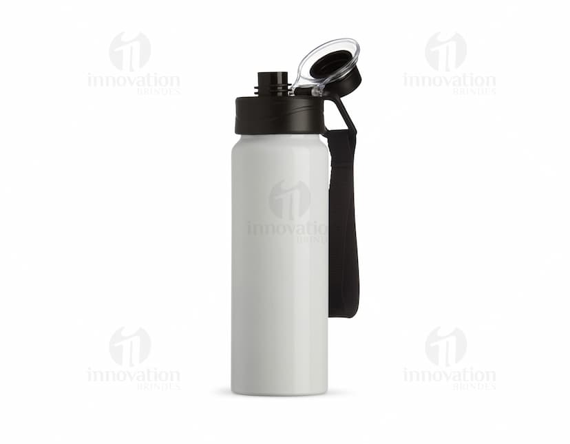 Squeeze Alumínio 800ml na cor azul, com tampa de rosca e bico retrátil.