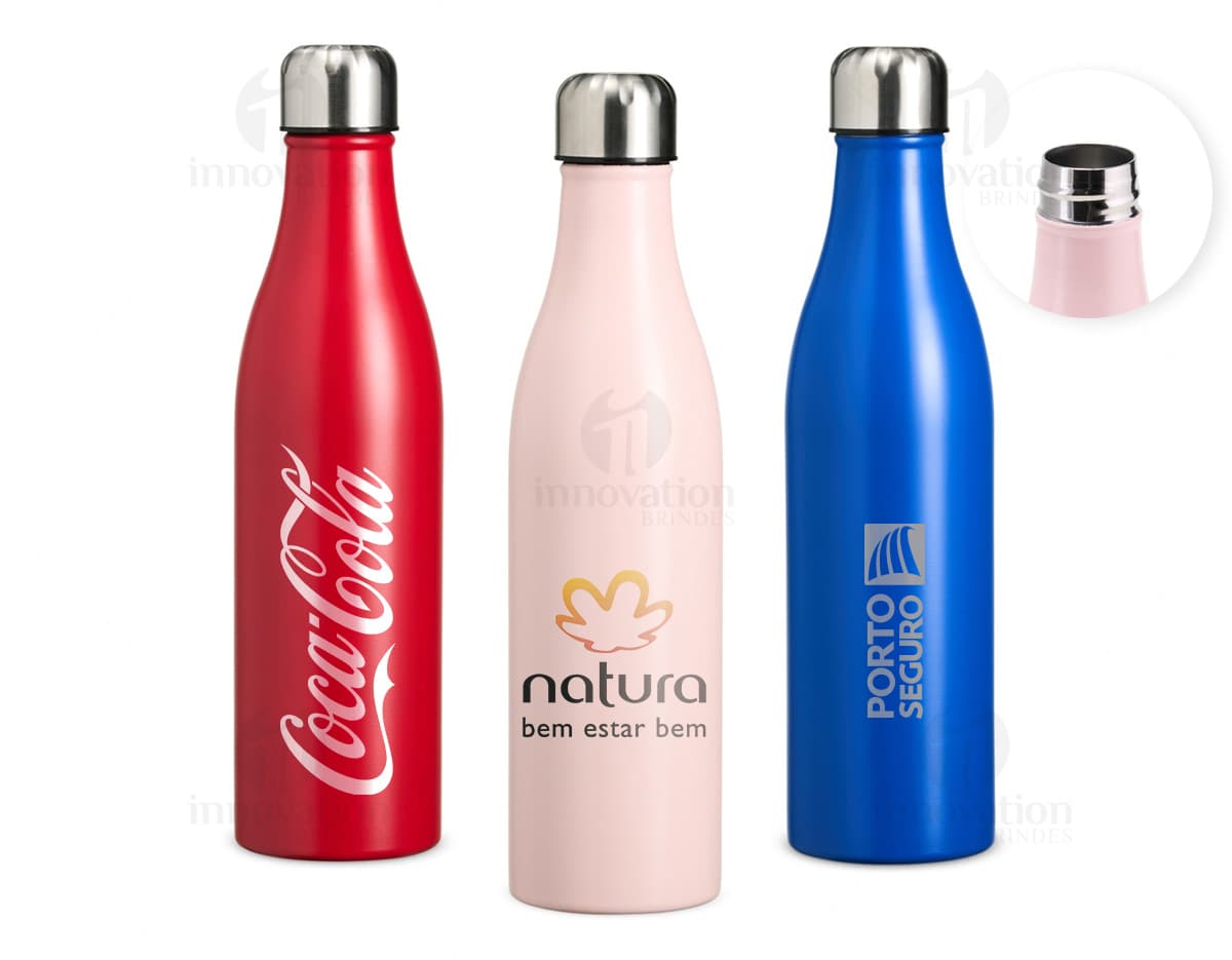 Garrafa Térmica Inox 800ml em fundo branco.