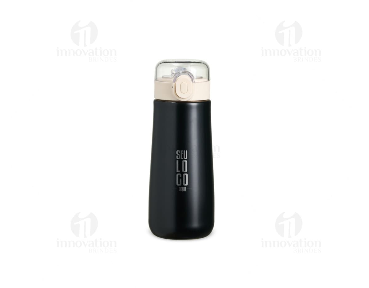Garrafa Térmica Inox 500ml, com tampa de rosca e design moderno.