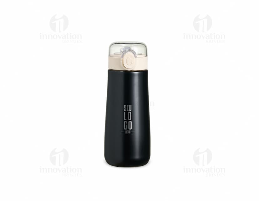 Garrafa Térmica Inox 500ml, com tampa de rosca e design moderno.