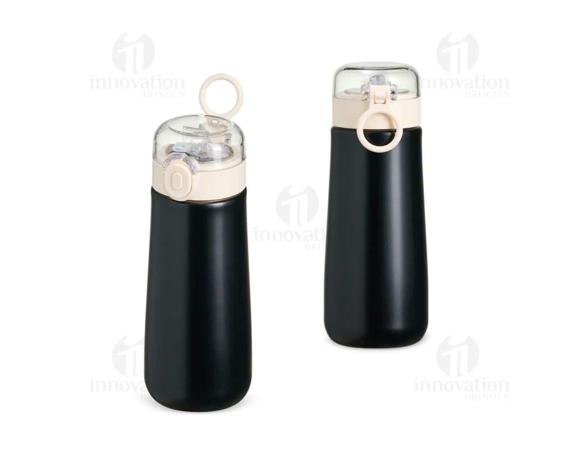 Garrafa Térmica Inox 500ml, com tampa de rosca e design moderno.