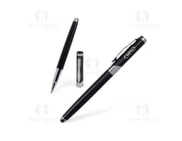 Kit Ejecutivo 2 Piezas: incluye una carpeta de cuero marrón y un bolígrafo de lujo plateado.