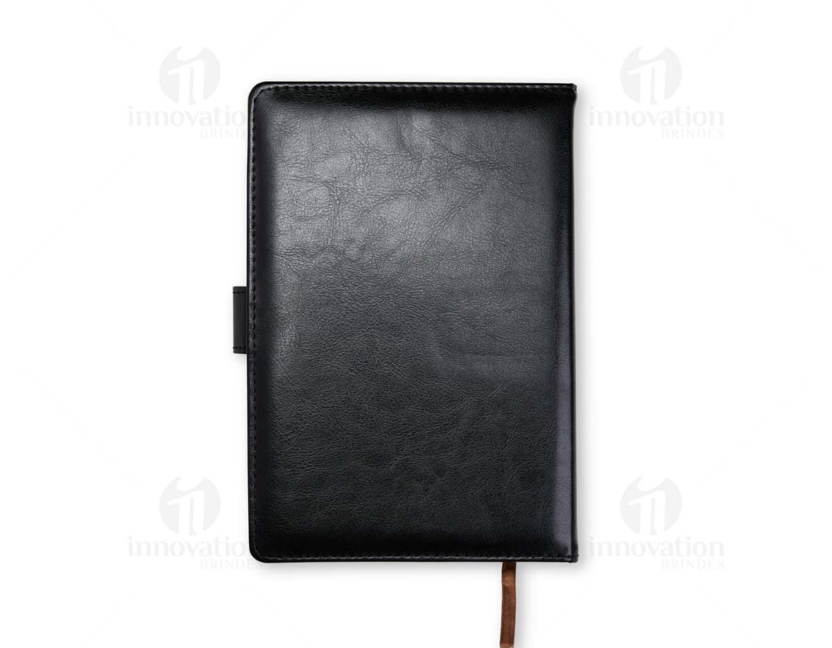 Kit Executivo 2 Peças: inclui uma pasta de couro marrom e uma caneta de luxo prateada.