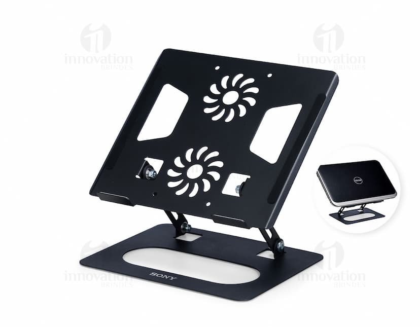 Suporte metálico para celular com rotação de 360º.