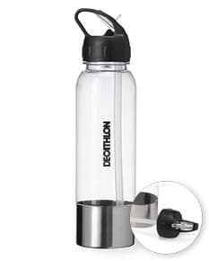 Squeeze Plástica com fundo branco e base de alumínio.