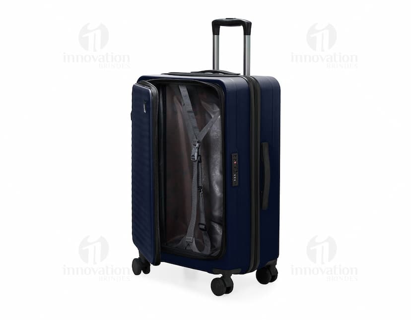 Mala de viagem de 49 litros feita de material resistente ABS.