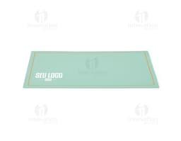 Double-Sided Placemats in shades of blue and green, featuring leaf and stripe patterns.
