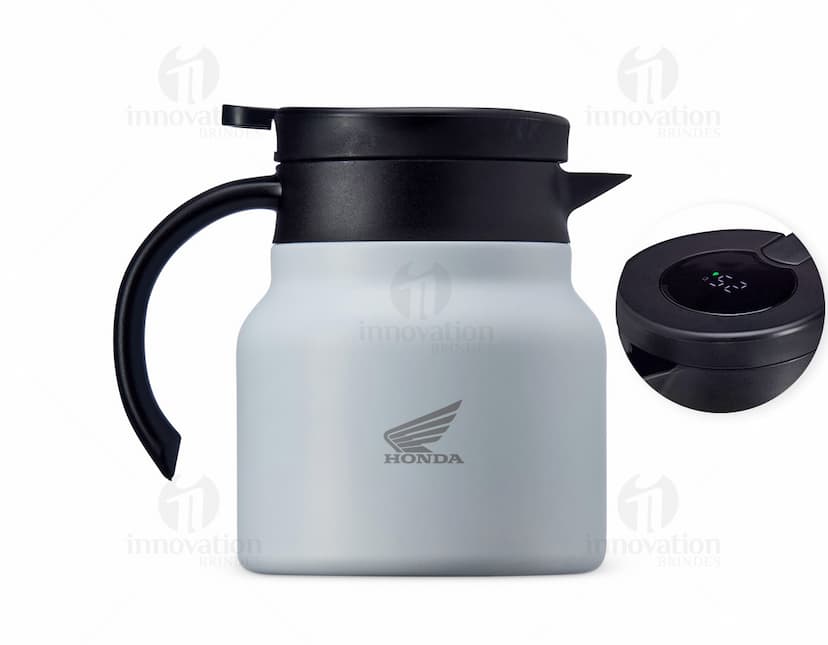 Chaleira TermoLED 750 em aço inoxidável com design moderno e LED indicador de temperatura integrado.