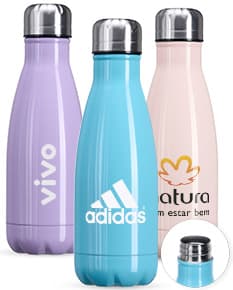 Garrafa 540ml Inox com tampa rosqueável e design moderno em aço inoxidável.