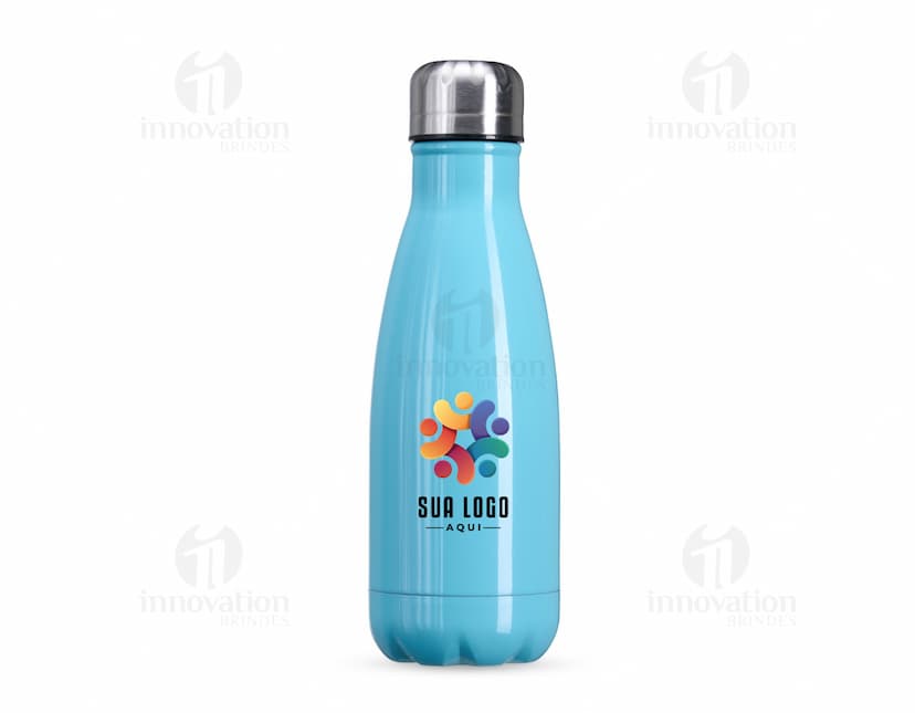 Garrafa 540ml Inox com tampa rosqueável e design moderno em aço inoxidável.