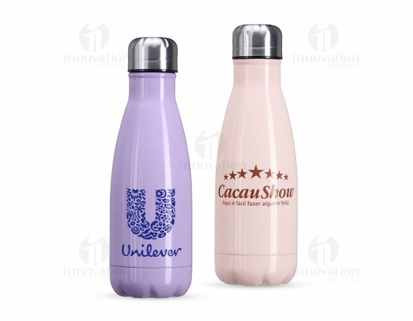 Garrafa 540ml Inox com tampa rosqueável e design moderno em aço inoxidável.