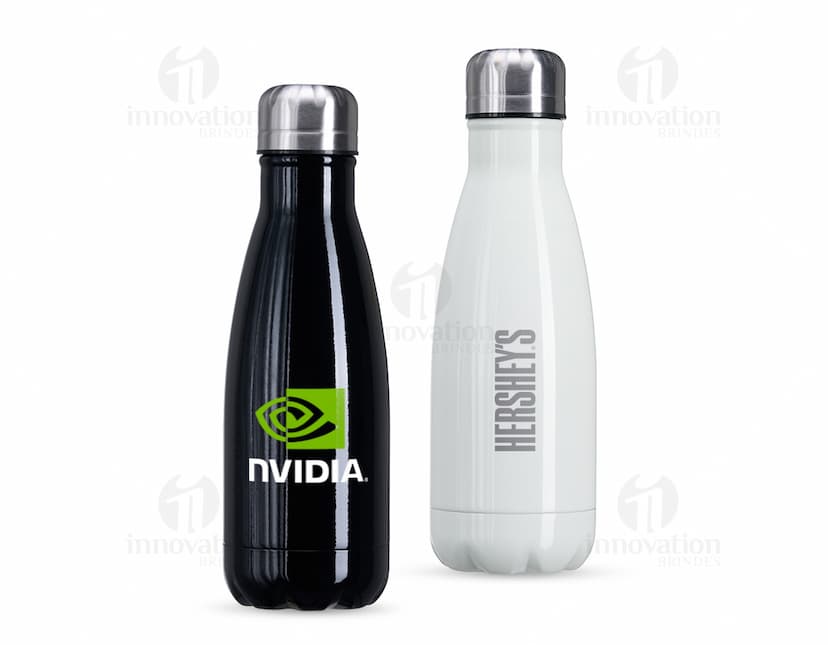 Garrafa 540ml Inox com tampa rosqueável e design moderno em aço inoxidável.