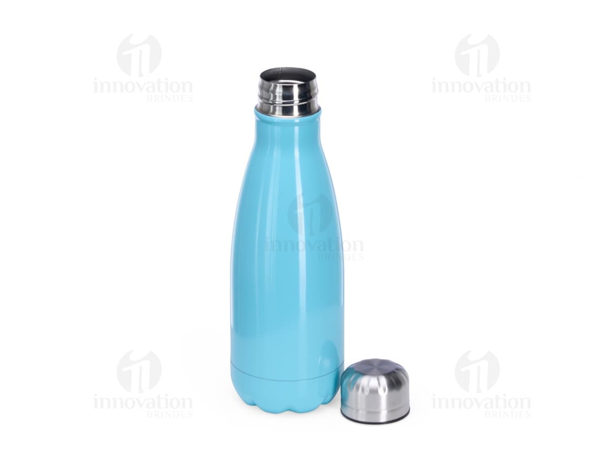 Garrafa 540ml Inox com tampa rosqueável e design moderno em aço inoxidável.