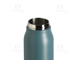 Botella térmica de 1 litro en acero inoxidable con tapa roscada y asa para transporte.