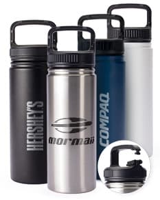 Garrafa térmica de 500ml de cor prata com tampa de rosca e design moderno.
