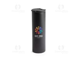 Copo Térmico 500ml na cor preta com tampa de rosca, ideal para manter a temperatura de bebidas quentes ou frias por mais