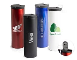 Copo Térmico 500ml na cor preta com tampa de rosca, ideal para manter a temperatura de bebidas quentes ou frias por mais