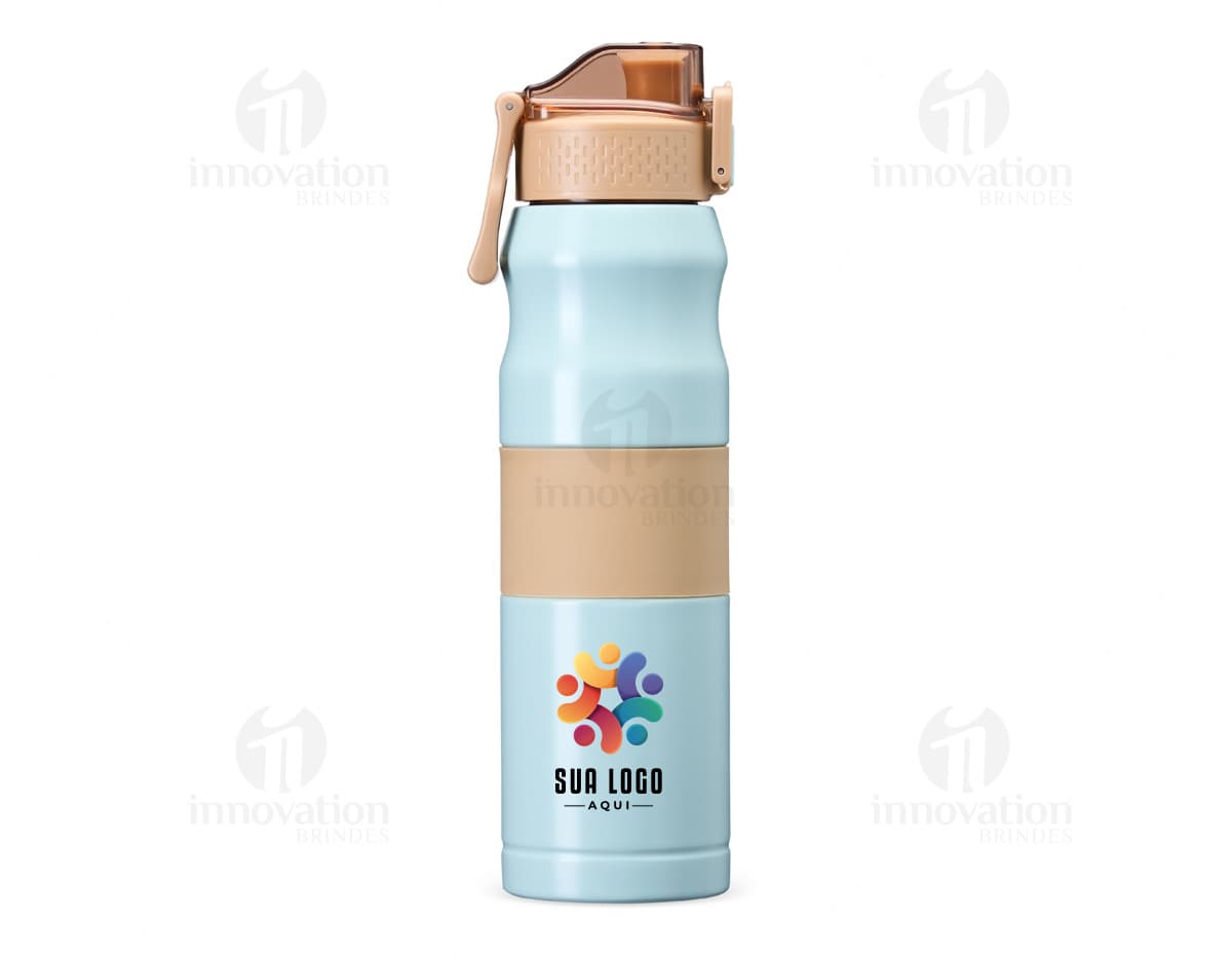 Bottle de plastico amarelo com capacidade de 550ml para Squeeze Térmica, com tampa e design clean.