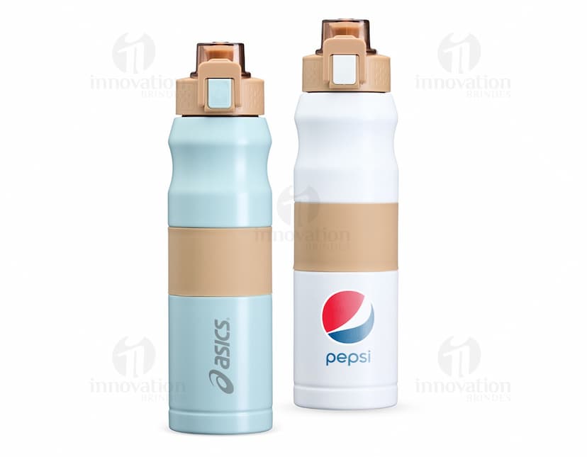 Bottle de plastico amarelo com capacidade de 550ml para Squeeze Térmica, com tampa e design clean.