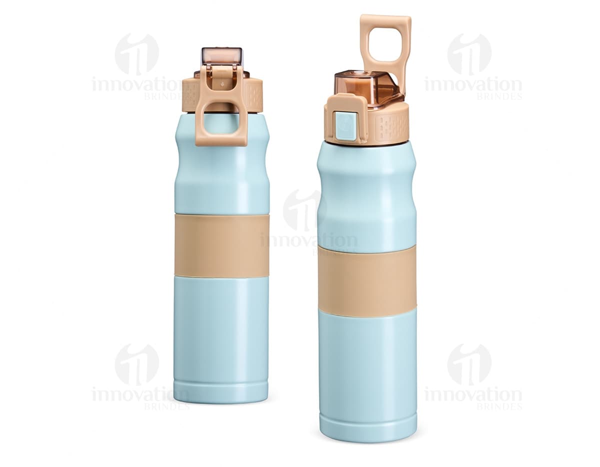 Bottle de plastico amarelo com capacidade de 550ml para Squeeze Térmica, com tampa e design clean.