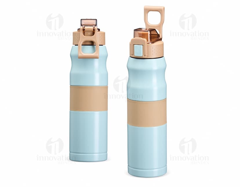 Bottle de plastico amarelo com capacidade de 550ml para Squeeze Térmica, com tampa e design clean.