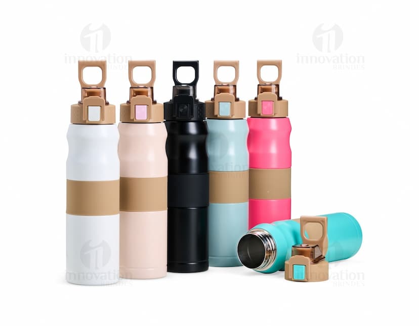 Bottle de plastico amarelo com capacidade de 550ml para Squeeze Térmica, com tampa e design clean.