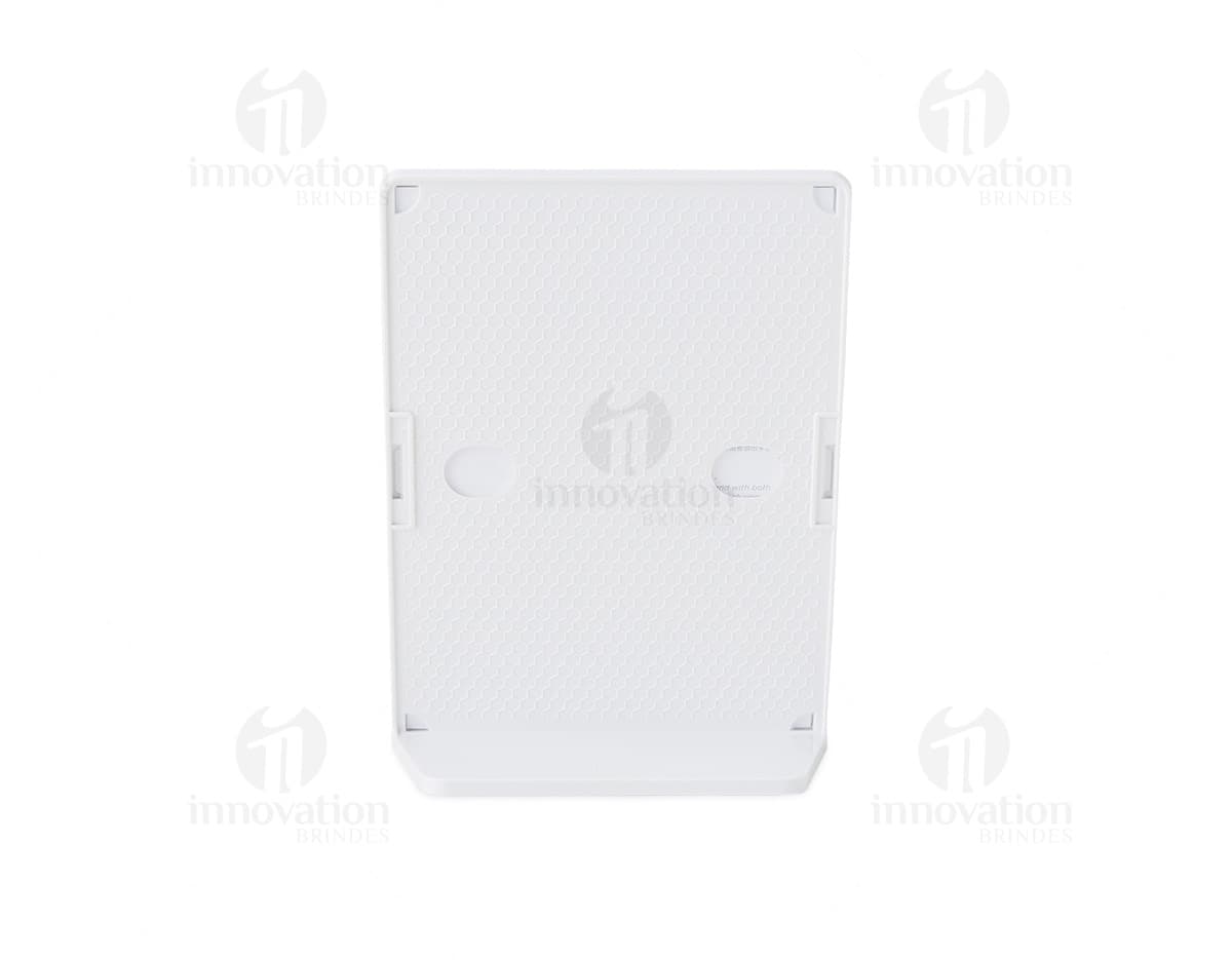 Expositor Porta Retrato A5 moderno e corporativo, com design clean e visual atraente. Ideal para apresentar fotos ou mensagens de forma elegante e profissional.