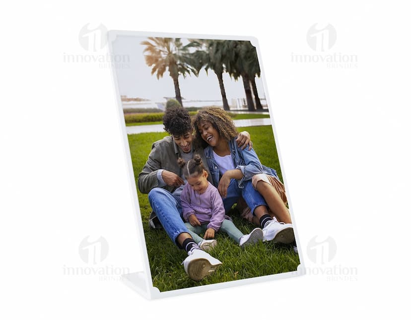Expositor Porta Retrato A4 para web site template de negócios, moderno e criativo. Perfeito para design de cartão de visita. Elemento gráfico clean com layout blank para banner e identidade corporativa. Icon de envelope de comunicação para site de empresa com menu de navegação. Arte original em formato de quadro vintage com ornamento e número do ano. Tecnologia digital para exibir fotos de forma elegante e sofisticada.