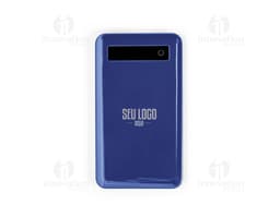 Bateria portátil com ecrã touch preto e prateado, tecnológico e moderno. Ideal para recarregar dispositivos móveis e se