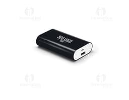 Bateria portátil em alumínio para dispositivos eletrônicos, com design moderno e compacto, ideal para proporcionar energia