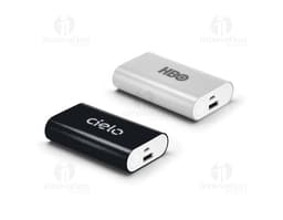 Bateria portátil em alumínio para dispositivos eletrônicos, com design moderno e compacto, ideal para proporcionar energia