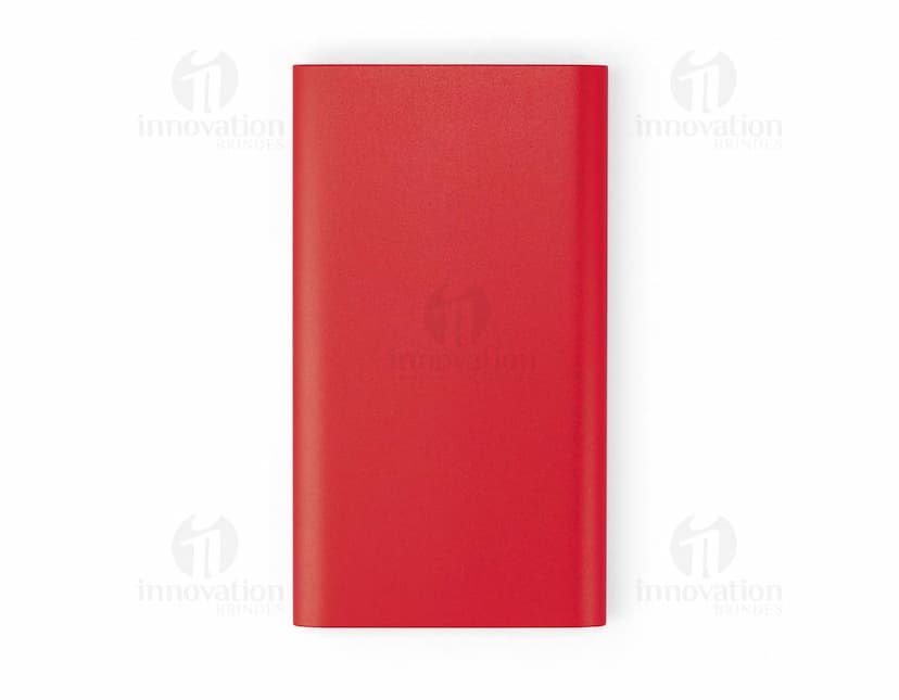 Power Bank Wireless em alumínio, um dispositivo tecnológico de comunicação móvel para negócios. Equipamento com tela, teclado e botões, moderno e portátil. Conexão sem fio, armazenamento de energia, design elegante e resistente.