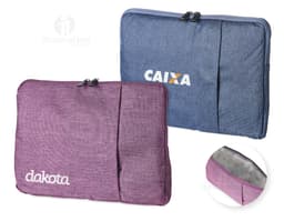 Pasta para Tablet 12,4 preta e moderna, feita de couro, com alça e zíper. Possui design elegante e é ideal para transportar